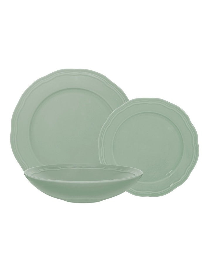 Florence Scallop Rim Dinner Set 12 Piece Gift Boxed in Light Green