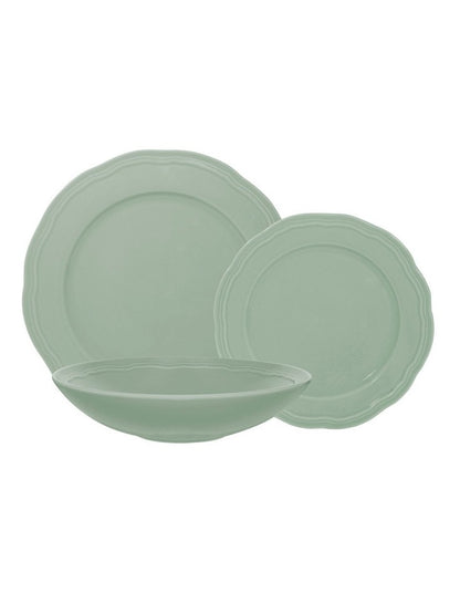 Florence Scallop Rim Dinner Set 12 Piece Gift Boxed in Light Green