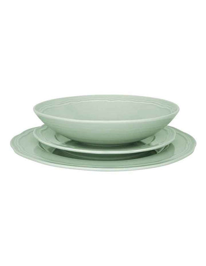 Florence Scallop Rim Dinner Set 12 Piece Gift Boxed in Light Green