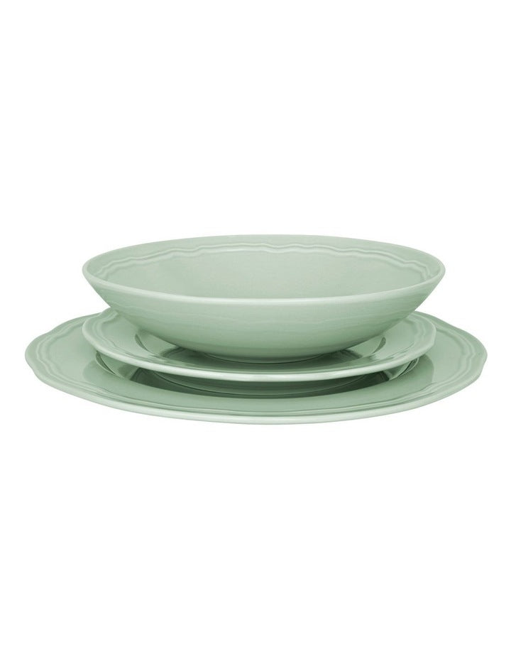 Florence Scallop Rim Dinner Set 12 Piece Gift Boxed in Light Green