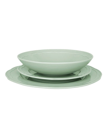 Florence Scallop Rim Dinner Set 12 Piece Gift Boxed in Light Green