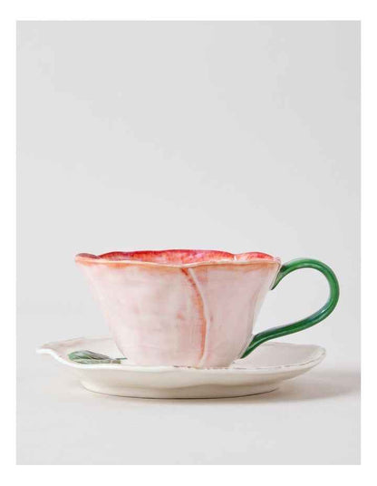 Garden Party Cup & Saucer Set in Red