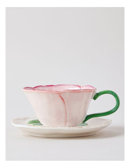 Garden Party Cup & Saucer Set in Pink