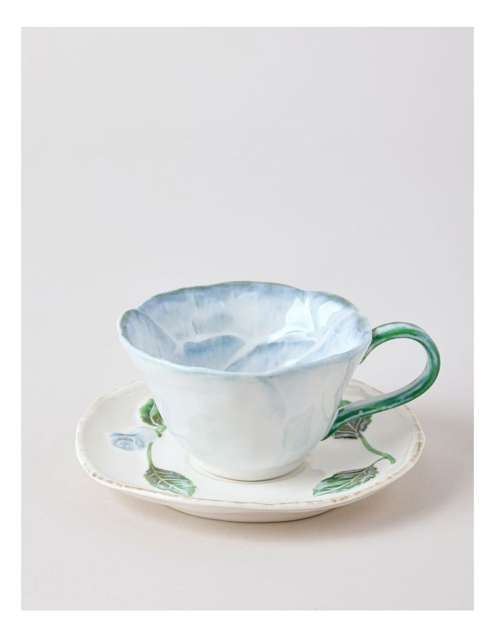 Garden Party Cup & Saucer Set in Blue