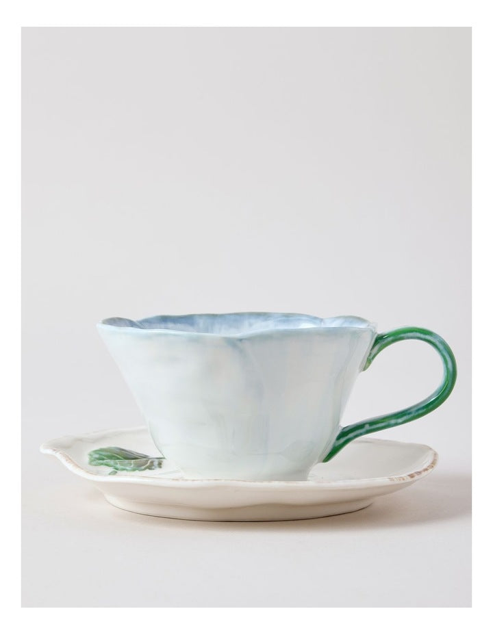Garden Party Cup & Saucer Set in Blue