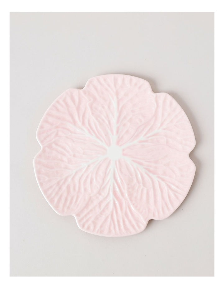 Cabbage Round Charger in Pink