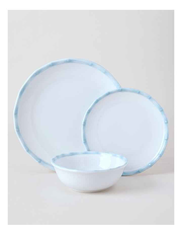 Bamboo Blue 12pc Dinner Set in White/Blue