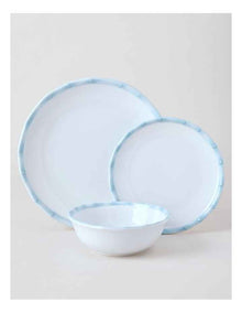 Bamboo Blue 12pc Dinner Set in White/Blue