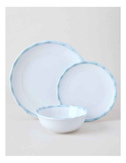 Bamboo Blue 12pc Dinner Set in White/Blue