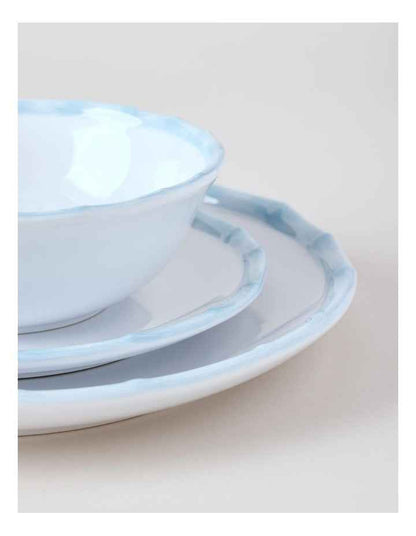 Bamboo Blue 12pc Dinner Set in White/Blue