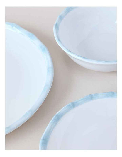 Bamboo Blue 12pc Dinner Set in White/Blue