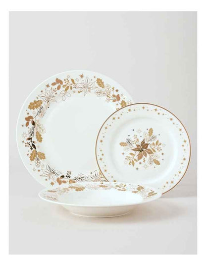 Celestial Luxe Shimmer 12pc Dinner Set in White/Gold