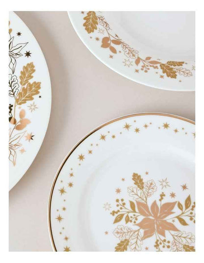 Celestial Luxe Shimmer 12pc Dinner Set in White/Gold