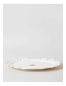 Celestial Luxe Shimmer Oval Platter in White/Gold