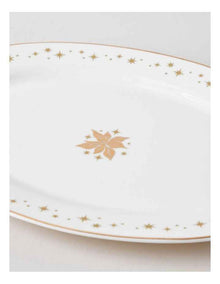 Celestial Luxe Shimmer Oval Platter in White/Gold
