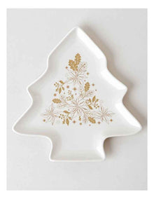 Celestial Luxe Shimmer Tree Plate 31cm in White/Gold