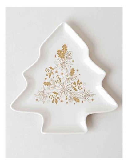 Celestial Luxe Shimmer Tree Plate 31cm in White/Gold