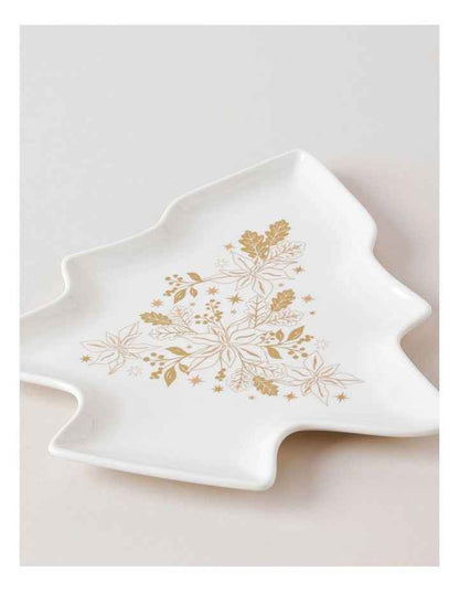 Celestial Luxe Shimmer Tree Plate 31cm in White/Gold