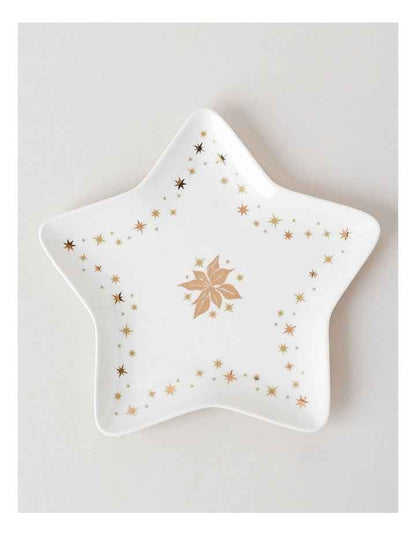 Celestial Luxe Shimmer Star Plate 27cm Large in White/Gold