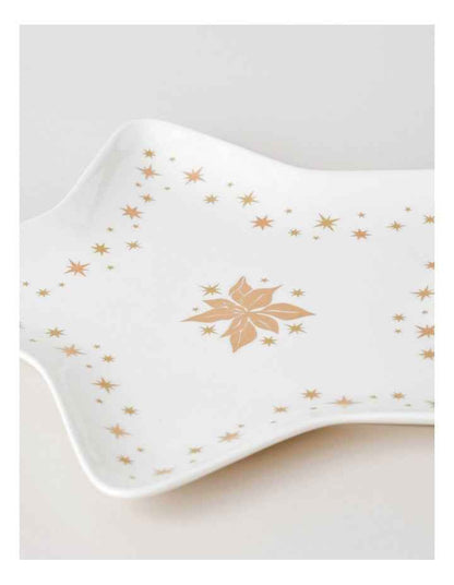 Celestial Luxe Shimmer Star Plate 27cm Large in White/Gold
