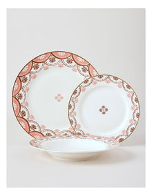 Cordelia 12pc Dinner Set in White/Pink