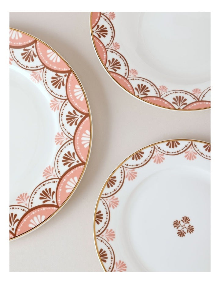 Cordelia 12pc Dinner Set in White/Pink