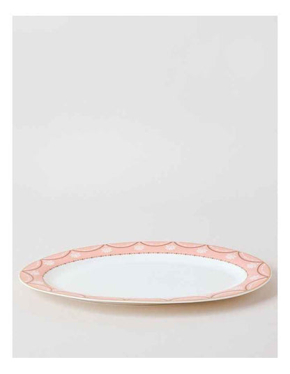 Cordelia Oval Platter in White/Pink