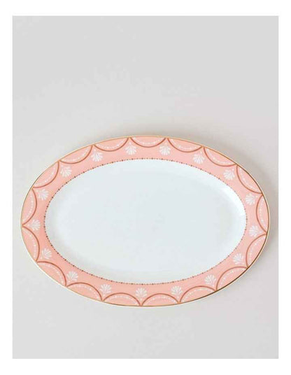 Cordelia Oval Platter in White/Pink