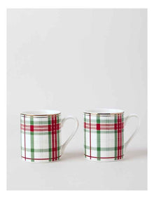 Christmas Tartan Mug Set of 2 in Multi