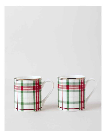 Christmas Tartan Mug Set of 2 in Multi