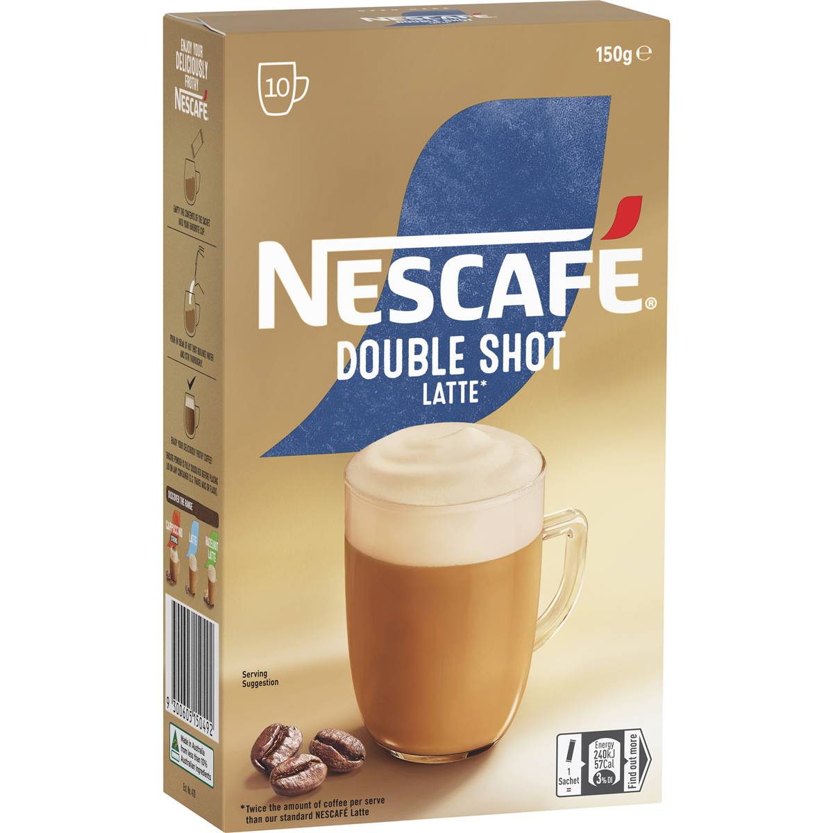Nescafe Double Shot Latte Coffee Sachets 10 Pack