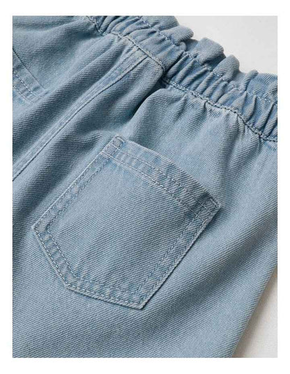 Paperbag Waist Skirt With Daisies in Denim