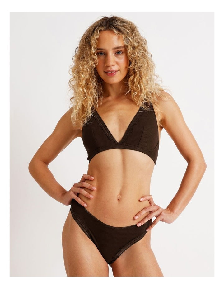 Lola Cotton Rib Triangle Bralette in Black