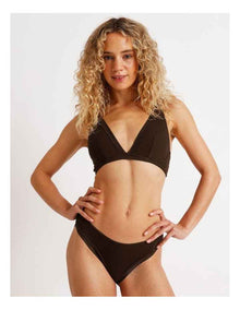 Lola Cotton Rib Triangle Bralette in Black