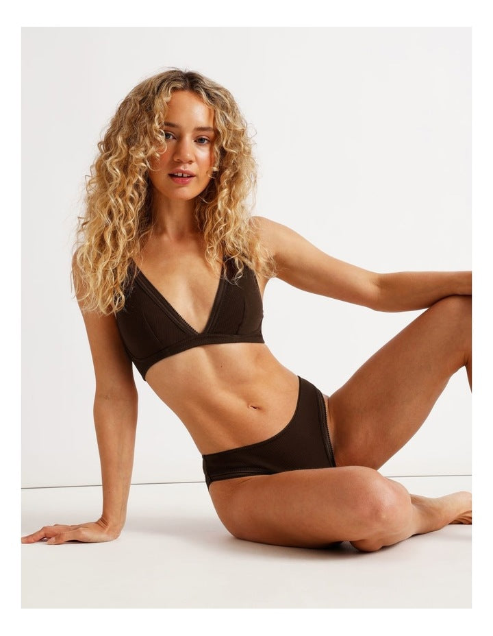 Lola Cotton Rib Triangle Bralette in Black