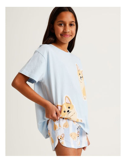 Corgi Pyjama Set in Light Blue