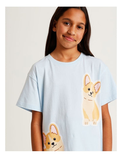 Corgi Pyjama Set in Light Blue