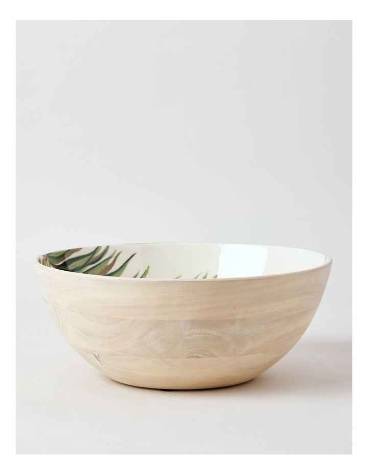 Fuse Wood & Enamel Serving Bowl 30cm in Natural/White