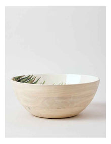 Fuse Wood & Enamel Serving Bowl 30cm in Natural/White