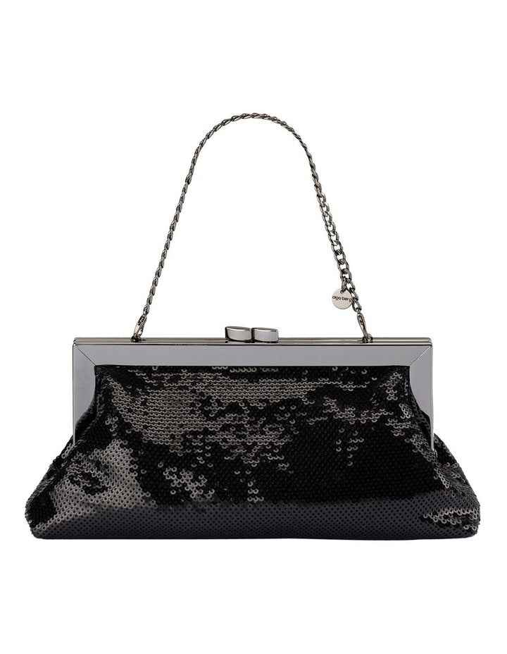 Zephyr Sequin Clutch Bag in Black