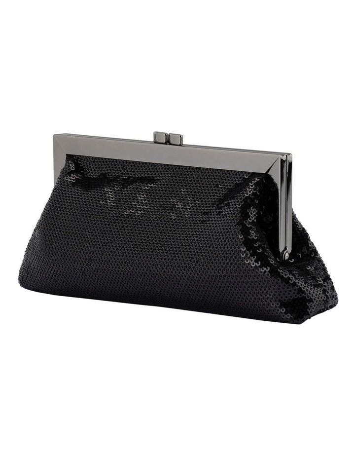 Zephyr Sequin Clutch Bag in Black