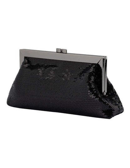 Zephyr Sequin Clutch Bag in Black