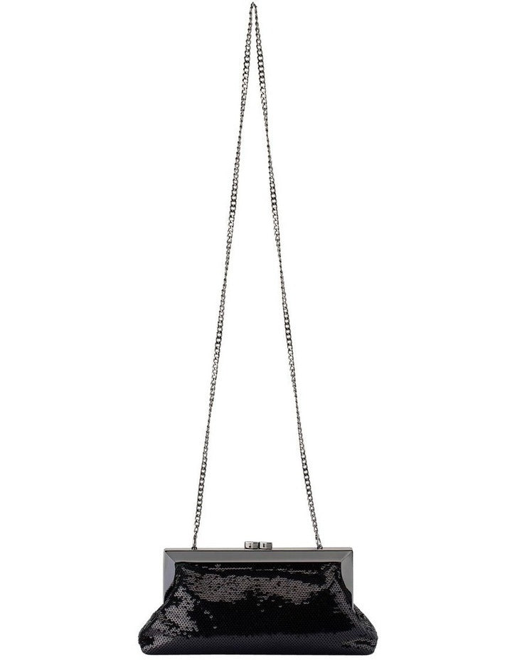 Zephyr Sequin Clutch Bag in Black