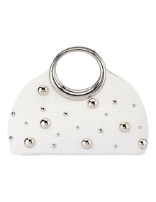 Charlotte Woven Top Handle Bag in White