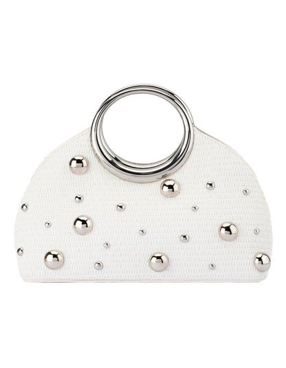 Charlotte Woven Top Handle Bag in White