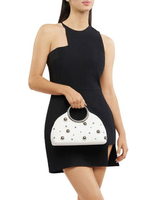 Charlotte Woven Top Handle Bag in White