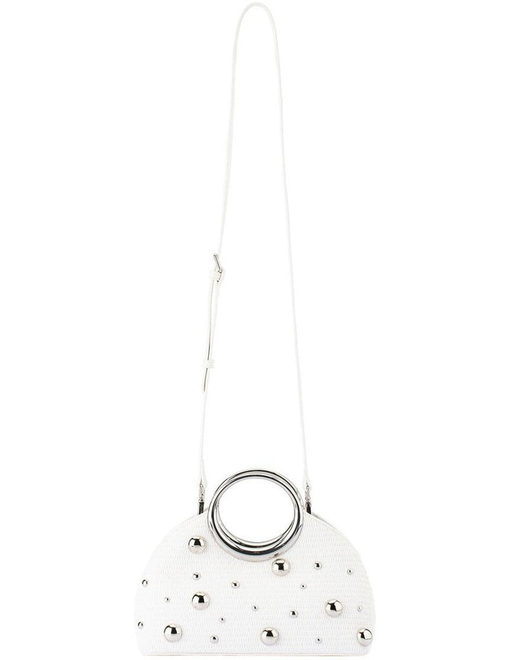 Charlotte Woven Top Handle Bag in White