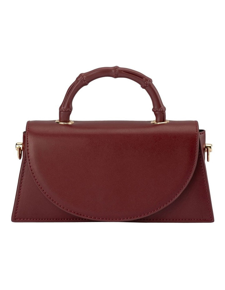 Phoebe Bamboo Top Handle Bag in Burgundy