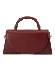 Phoebe Bamboo Top Handle Bag in Burgundy
