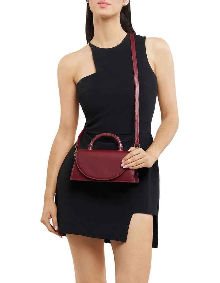 Phoebe Bamboo Top Handle Bag in Burgundy